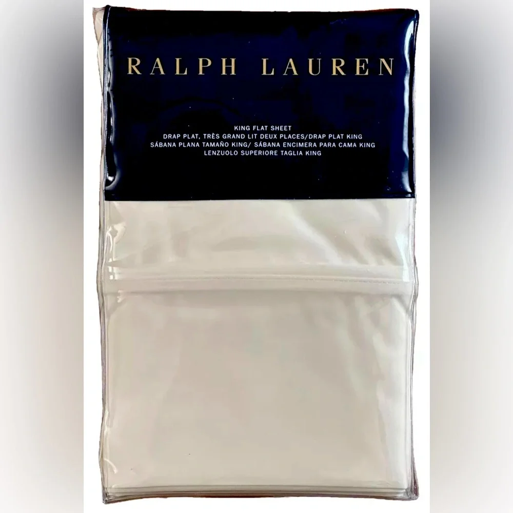 $145 NEW RALPH LAUREN HOME KING FLAT SHEET 464 TC REGATTA CREAM COTTON PERCALE